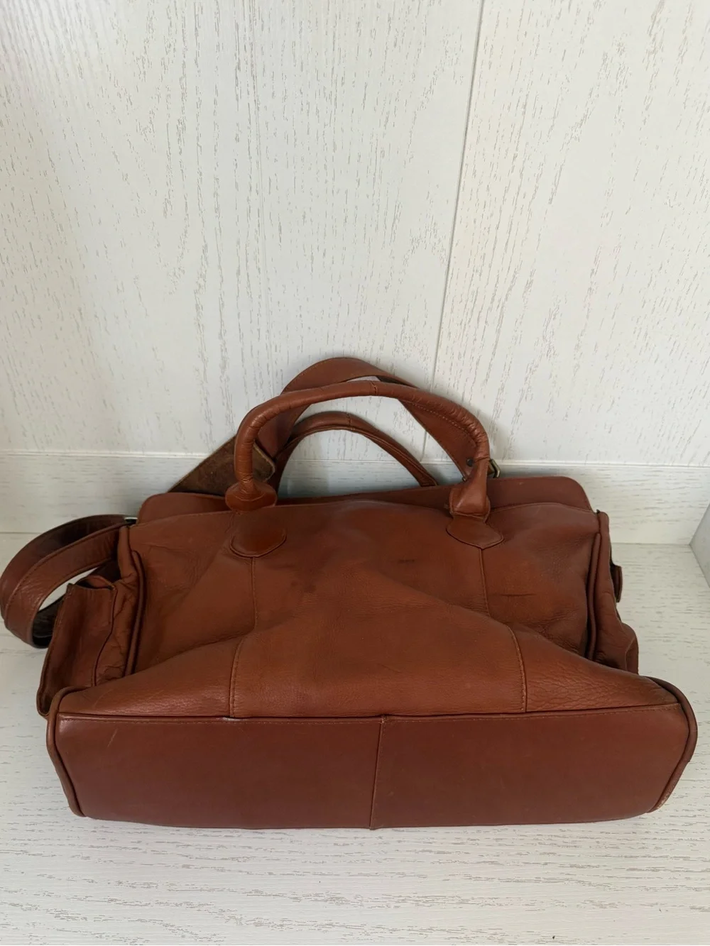 Graffeo Leather Briefcase Tote in Cognac